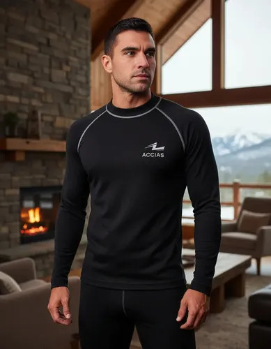 Conjunto Termico Frizado Camiseta Calza Primera Piel Accias Xs/s Negro