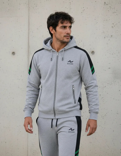 Conjunto Deportivo Campera Jogger Algodon Gym Running Accias Liso